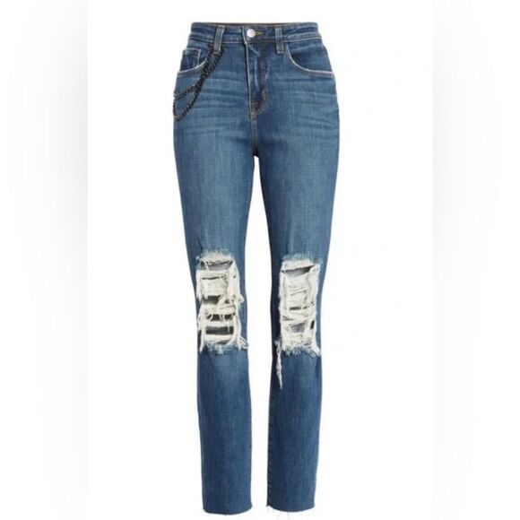 L'AGENCE Luna Chain Detail Ripped Skinny Jeans 29. New - Picture 12 of 12